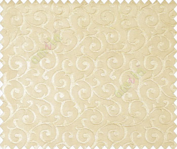 Beige Self design small embossed continuous scroll on stripe textured base fabric main curtain