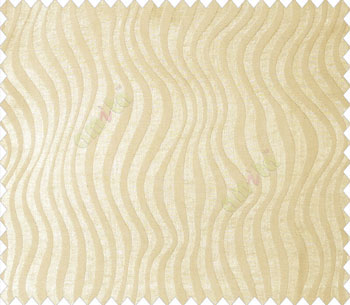 Beige self design continuous small trendy waves on stripe textured base fabric main curtain
