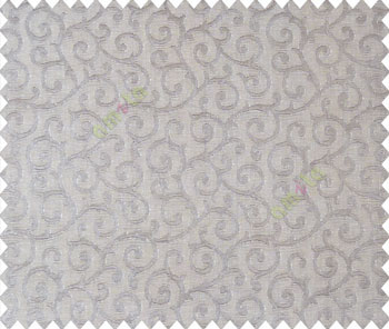 Dark Grey Self design small embossed continuous scroll on stripe textured base fabric main curtain