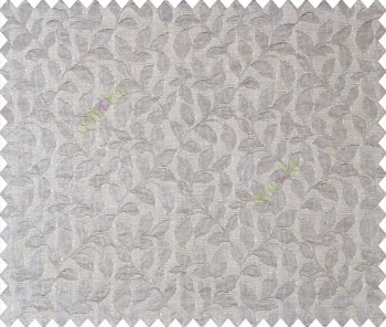 Dark Grey Self design small embossed continuous leaf on stripe textured base fabric main curtain