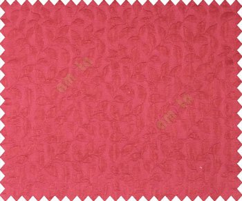 Maroon Red Self design small embossed continuous leaf on stripe textured base fabric main curtain
