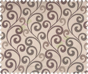 Large Scroll continuous design Dark Brown Black Copper shiny base Main Curtain
