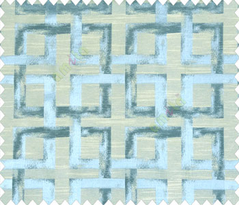 Square maze continuous design oil painting finish self design Sky Blue Beige main curtain