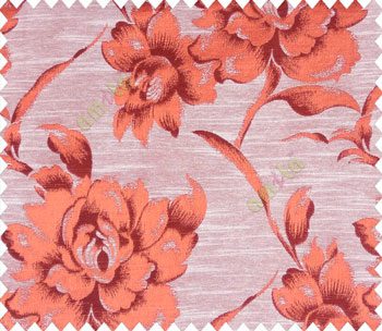 Very large Rose Flower oil painting finish self design Orange Copper Brown Beige main curtain