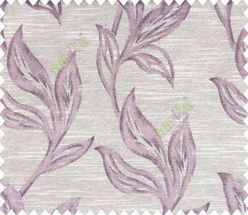 Large Leaves on stem oil painting finish self design Chocolate Brown Beige main curtain