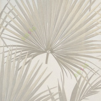 Beige cream gold color natural big leaf and long leaf wild plant fan plam patterns texture finished wallpaper