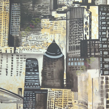 Black yellow beige  grey color crowd big city skyscrapers and one dom shaped buildings wallpaper