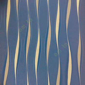 Blue silver color vertical flowing lines with self texture patterns wallpaper