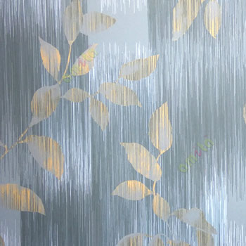 Dark grey brown peach color traditional and contemporary mixed floral leaf vertical digital stripes wallpaper