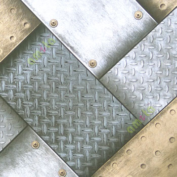 Black gold grey abstract design aluminium chequered plates metal nails screws scratches texture finished home décor wallpaper