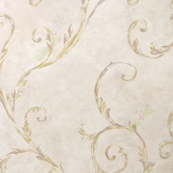 Brown beige gold grey color traditional big size swirls leaf floral design oil painting pattern beautiful look home décor wallpaper