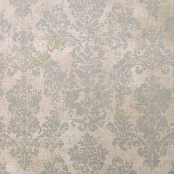 Brown beige color traditional big damask design texture finished block prints patterns swirls leaf home décor wallpaper