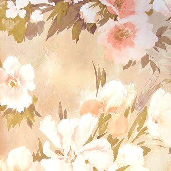 Beautiful pink brown cream summer japanesse flowers with green and purple brown leaf floral design wallpaper