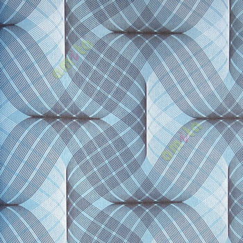 Blue color texture background with dark black and cream color flowing 3D smokes on fine small thread lines wallpaper