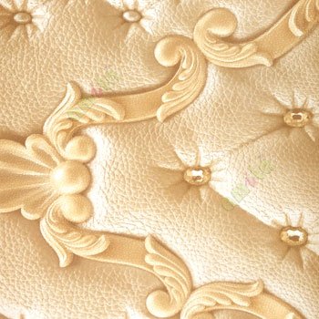 Brown beige gold color damask design diamond beads self texture finished surface traditional pattern leatherite looks 3D home decor wallpaper