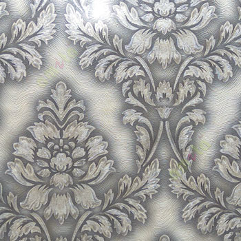 Grey cream color natural big damask texture lines embossed designs traditional pattern wallpaper