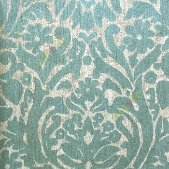 Traditional Green brown beige color damask pattern texture finished wallpaper