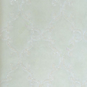 Traditional blue beige color damask pattern embossed designs texture finished surface swirl lines border wallpaper