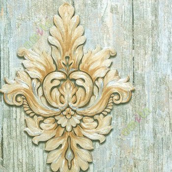 Gold black beige color big and heavy damask design texture vertical lines wallpaper