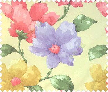 Purple gold green beige pink red color anemone flower pattern watercolor print main curtain