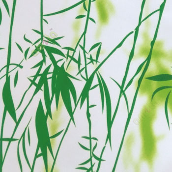Natural green white color hanging plants long leaf water whirl flying and singing birds patter roller blinds