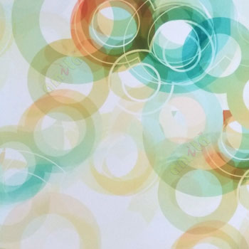Green white yellow blue brown color contemporary bokeh circles blurry patterns roller blind