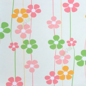 Pink white yellow green color flowers vertical hanging floral pattern roller blind