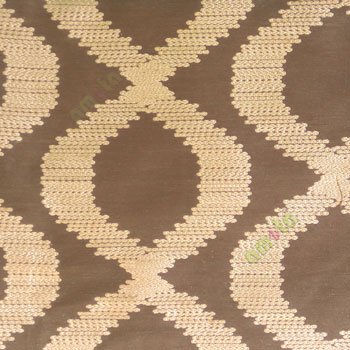 Brown beige color traditional ogee embroidery pattern digital weaving texture main curtain