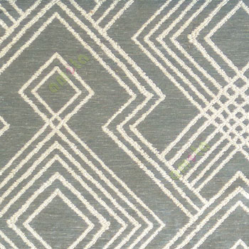Blue cream color geometric abstract illusion flowing lines traditional design embroidery pattern main curtain