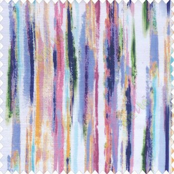 Elegant look blue white grey pink orange color vertical colors flowing stripes pattern poly fabric main curtain