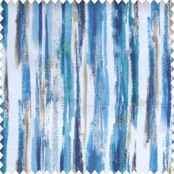 Elegant look blue white green color vertical colors flowing stripes pattern poly fabric main curtain