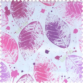Pink purple grey color natural big leaf designs colorful combination color splashes poly fabric main curtain