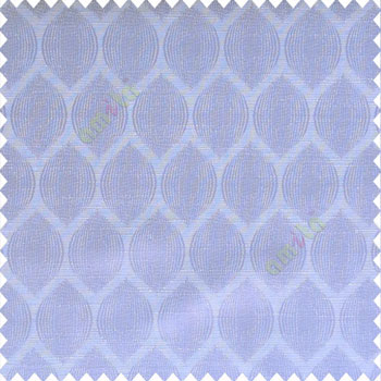 Blue color traditional cotton balls geometric shaped oval vertical lines ogee pattern poly fabric main curtain