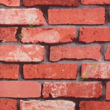 Red black grey cream color stone brick finished texture 3D look wall cladding design home décor wallpaper