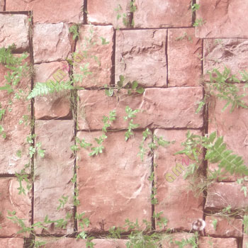 Red green brown color natural stone green grass ferns cynodon dactylon grass herbs mushroom wall cladding home décor wallpaper