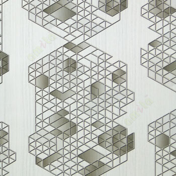 Black cream brown color abstract 3D wooden marvel triangle pieces geometric shapes contemporary pattern vertical big hexagon design home décor wallpaper