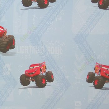 Blue red white yellow color kids design cars big wheels zigzag roads texture surface home décor wallpaper