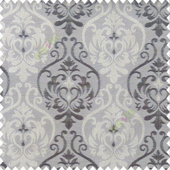 Black and beige color traditional damask design with horizontal background stripes polyester main curtain