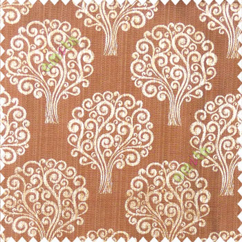 Dark mustard yellow with gold color beautiful traditional tree design swirls made tree multi layers polyester main curtain