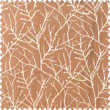 Dark mustard yellow with gold color traditional tree pattern complete twigs design branches leafless plants polyester main curtain