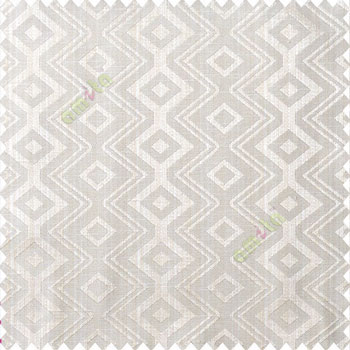 Beige cream color traditional abstract ogee design vertical diamond and zigzag shaped lines polyester main curtain