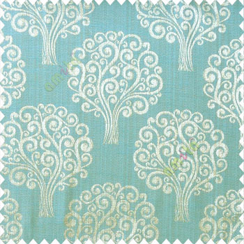 Brown blue grey color beautiful traditional tree design swirls made tree multi layers polyester main curtain
