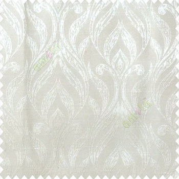 Beige color traditional floral design vertical damask pattern swirls longleaf texture surface polyester main curtain