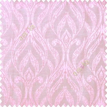 Pink beige color traditional floral design vertical damask pattern swirls longleaf texture surface polyester main curtain