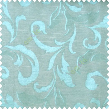 Blue beige color traditional floral big leaf design swirls hanging leaf pattern polyester main curtain