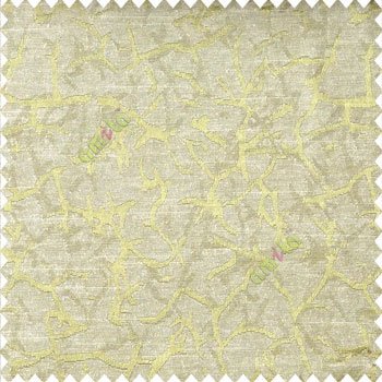Green beige color traditional texture finished branches scratch lines polyester main curtain