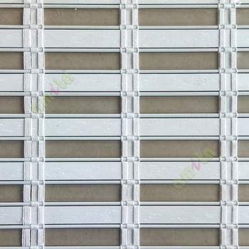 Pure white color horizontal stripes transparent flat scale and cylinder stick with vertical thread stripes rollup mechanism PVC Blinds