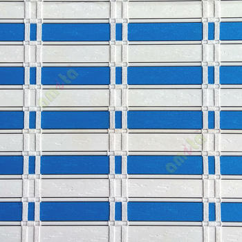 Blue white color horizontal stripes flat scale vertical thread stripes cylinder stick rollup mechanism PVC Blinds