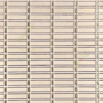 Beige gold color horizontal stripes wooden slats with sticks vertical thread weaving stripes rollup chain roman chain and lock pulley system blinds