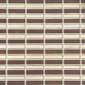 Brown beige color horizontal stripes wooden slats with sticks vertical thread weaving stripes rollup chain roman chain and lock pulley system blinds